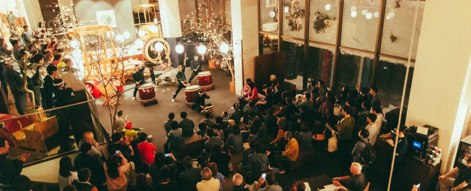 Japanese drum performance at Bandai-san Onsen Hotel by Hoshino Resorts