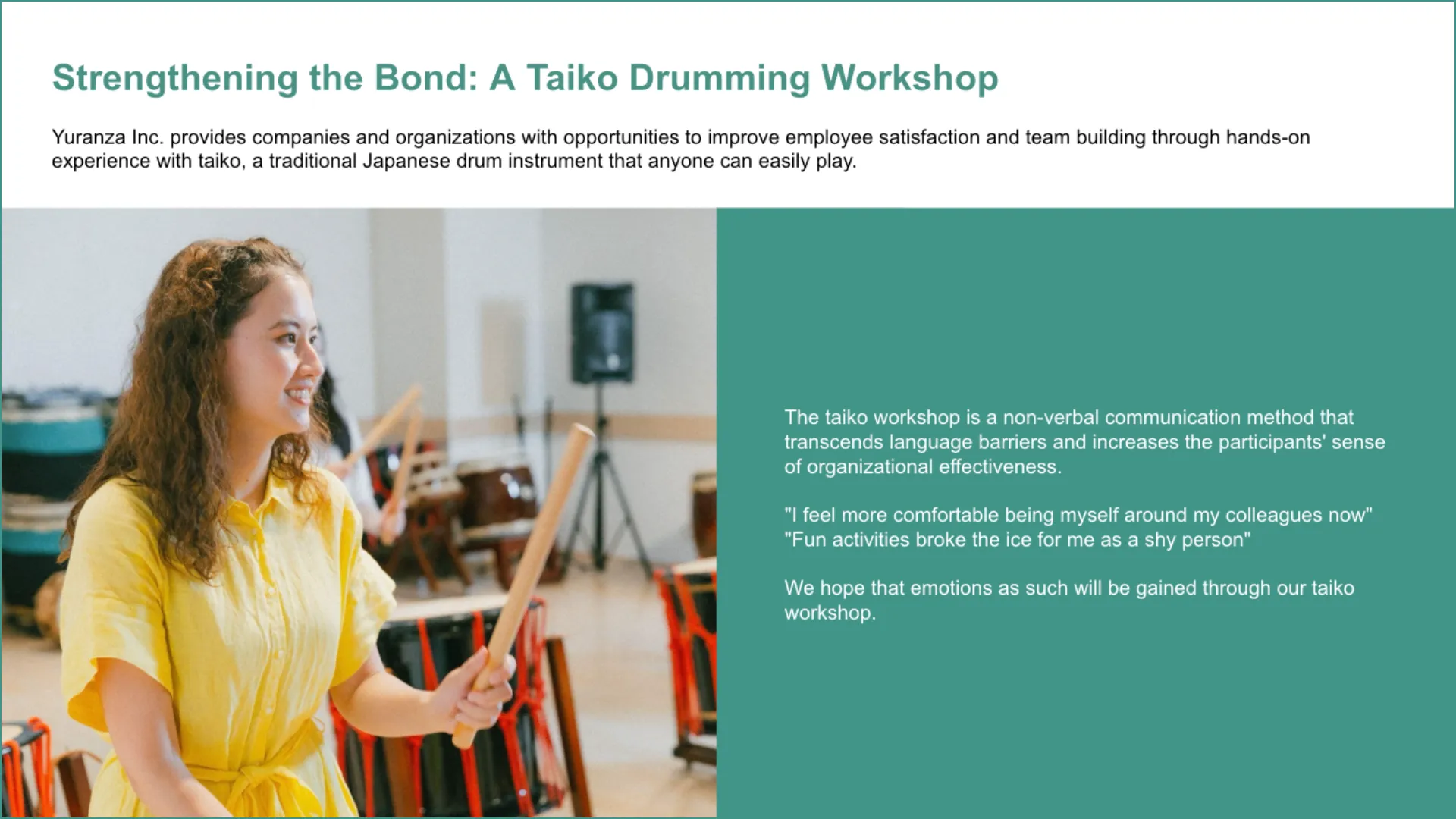 Team Building Workshop Materials Service Overview Page